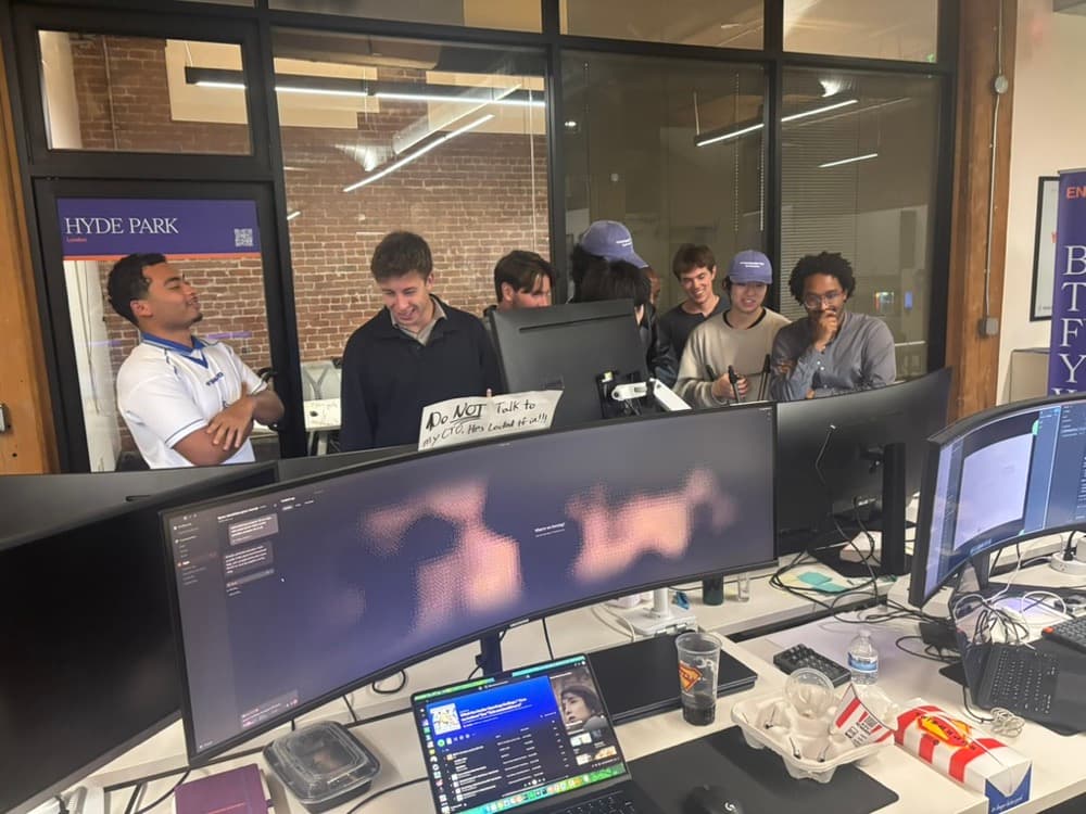 Santiago Garcia Sapeta building with the team in a San Francisco startup office